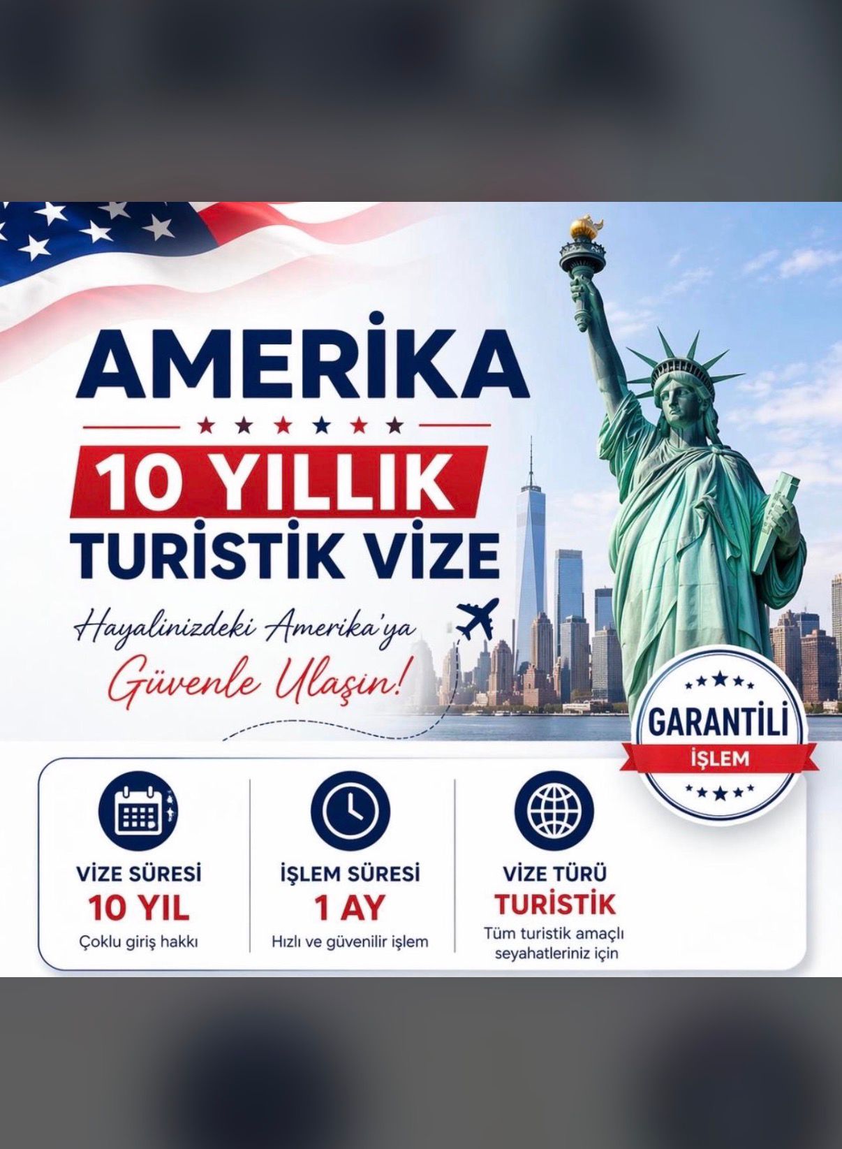 Amerika 10 Yıllık Turistik Vize